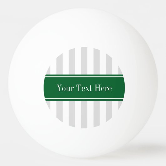 Lt Gray White Stripe Forest Green Name Monogram Pingpongbal (Voorkant)