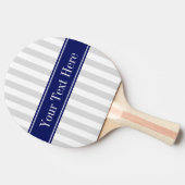 Lt Gray White Stripe Navy Blue Name Monogram Tafeltennisbatje (Zijkant)