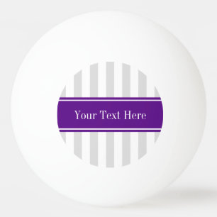 Lt Gray White Stripe Paars Name Monogram Pingpongbal