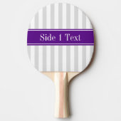Lt Gray White Stripe Paars Name Monogram Tafeltennisbatje (Voorkant)