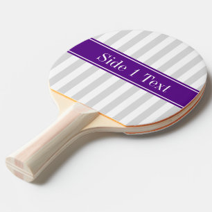 Lt Gray White Stripe Paars Name Monogram Tafeltennisbatje
