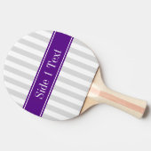 Lt Gray White Stripe Paars Name Monogram Tafeltennisbatje (Zijkant)