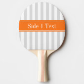 Lt Gray White Stripe Pumpkin Oranje Name Monogram Tafeltennisbatje (Voorkant)