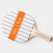 Lt Gray White Stripe Pumpkin Oranje Name Monogram Tafeltennisbatje (Zijkant)