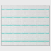 Lt Gray Wht Chevron Aqua Turquoise Naam Monogram Cadeaupapier (Vlak)