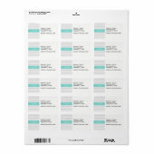 Lt Gray Wht Chevron Aqua Turquoise Naam Monogram Etiket (Full Sheet)