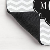 Lt Gray Wht Chevron Black Quatrefoil 3 Monogram Tn Muismat (Hoek)
