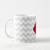 Lt Gray Wht Chevron Cranberry Quatrefoil Monogram Koffiemok (Links)