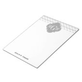 Lt Gray Wht Chevron Gray Quatrefoil 3 Monogram Notitieblok (Schuin)