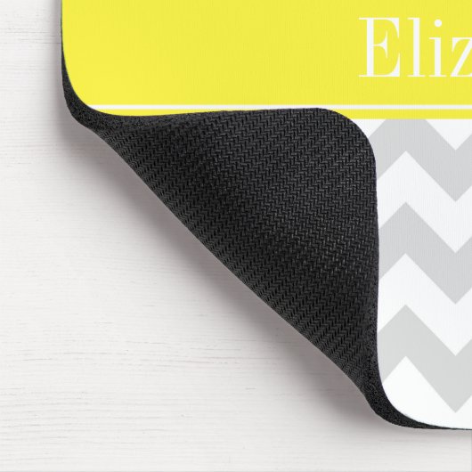 Lt Gray Wht Chevron Yellow Name Monogram Muismat (Hoek)