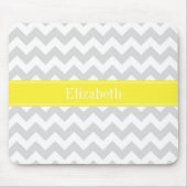 Lt Gray Wht Chevron Yellow Name Monogram Muismat (Voorkant)