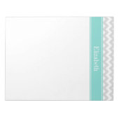 Lt Gray Wht Chevron ZigZag Aqua Name Monogram Notitieblok (Voorkant)