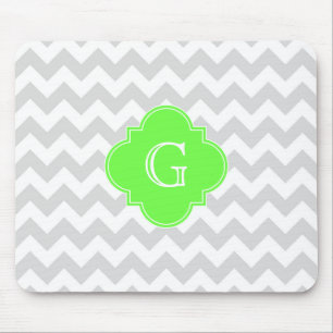 Lt Gray Wht Chevron ZigZag Limoen Quatrefoil Monog Muismat