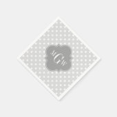 Lt Gray Wht Polka Dots Gray Quatrefoil 3 Monogram Servet (Hoek)