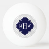 Lt Gray Wht Polka Dots Navy Quatrefoil 3 Monogram Pingpongbal (Voorkant)