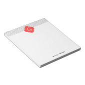 Lt Gray Witte Stip Coral Vierblad Monogram Notitieblok (Schuin)