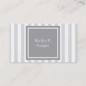 Lt Gray Witte Streep Grijs Vierkant 3 Monogram Visitekaartje (Achterkant)
