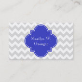 Lt Grijs Wat Chevron Cobalt Quatrefoil Monogram Visitekaartje (Achterkant)