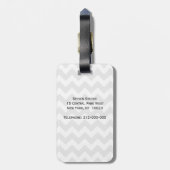 Lt Grijs Wit Chevron Lila Vierblad Monogram Bagagelabel (Achterkant verticaal)