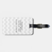 Lt Grijs Wit Chevron Lila Vierblad Monogram Bagagelabel (Achterkant horizontaal)