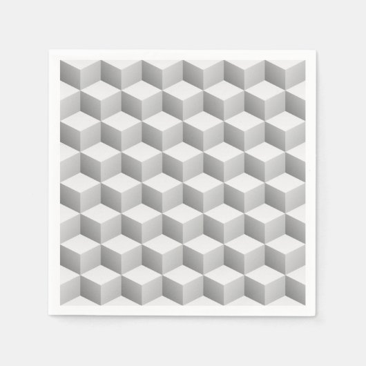 LT grijs wit schaduwrijke 3D look blokjes Servetten (Voorkant)