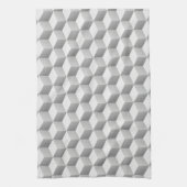 LT grijs wit schaduwrijke 3D look blokjes Theedoek (Verticaal)