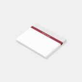 Lt Grijs Witte Stippen Bourgondië Naam Initiaal Post-it® Notes (Schuin)