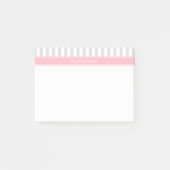 Lt Grijs Witte Streep Roze Naam Initiaalmonogram Post-it® Notes (Voorkant)