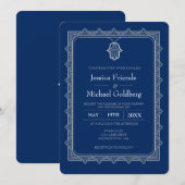 Lt. grijze hamsa geometrische huwelijksuitnodiging kaart (Voorkant / Achterkant)