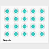 Lt Grijze witte streep Blauwgroen Quatrefoil 3 Mon Ronde Sticker (Vel)