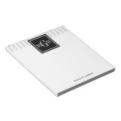 Lt Grijze witte streep Zwart vierkant 3 Monogram Notitieblok (Schuin)