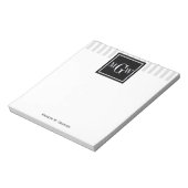 Lt Grijze witte streep Zwart vierkant 3 Monogram Notitieblok (Linkerzijde)