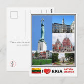 LT Letland Litouwen - Riga - Briefkaart (Voorkant / Achterkant)