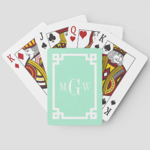 Lt Mint White — Griekse sleutel #2 omhuld 3 Init m Pokerkaarten