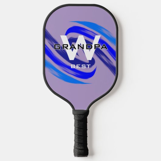 Lt Paarse Beste Opa met Monogramed initialen Pickleball Paddle (Voorkant)