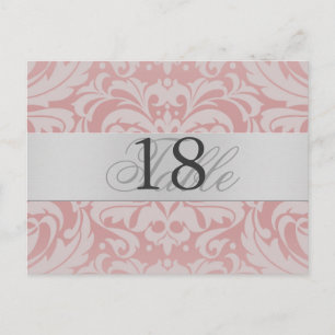 LT Roze Damask Zilver Metalen Tafelnummer Briefkaa