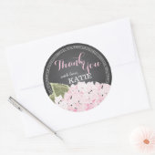 Lt Roze Hydrangea op Chalkboard Dank u Sticker (Envelop)