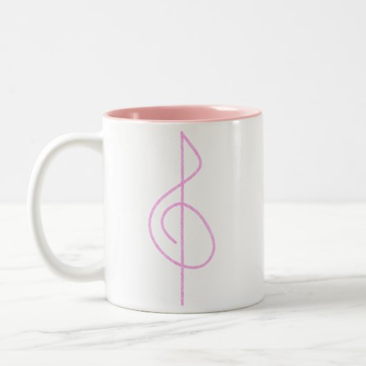 Lt. Roze penseelpenseel Treble Clef. Tweekleurige Koffiemok (Links)