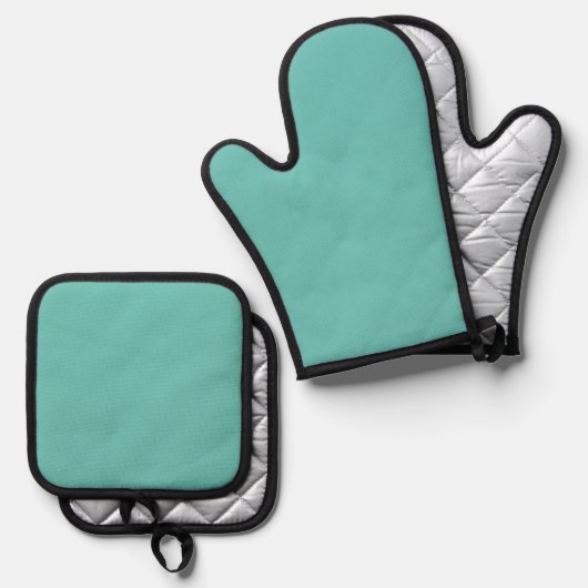 Lt Teal Hittebescherming Ovenwant & Pannenlap Set (Voorkant / Achterkant)