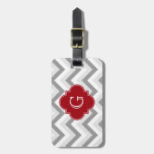 Lt Twee grijze witte Chevron Cranberry Monogram Bagagelabel (Voorkant verticaal)