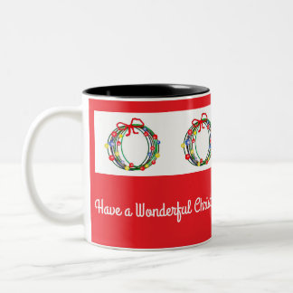 Ltc-Red Christmas Coffee Mug With Wreaths Tweekleurige Koffiemok