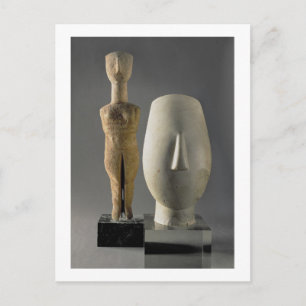 (Lto R) Figurine met gekruisde armen, Cycladic; ho Briefkaart