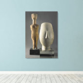 (Lto R) Figurine met gekruisde armen, Cycladic; ho Canvas Afdruk (Insitu (Houten vloer))