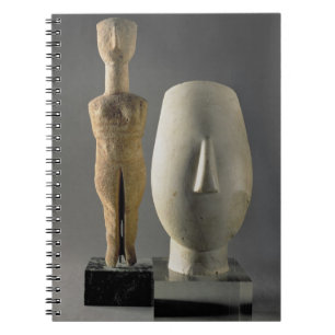(Lto R) Figurine met gekruisde armen, Cycladic; ho Notitieboek
