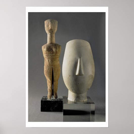 (Lto R) Figurine met gekruisde armen, Cycladic; ho Poster (Voorkant)