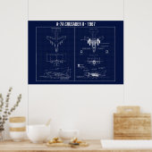 LTV A-7 Corsair II 1967 Blueprint Poster (Keuken)