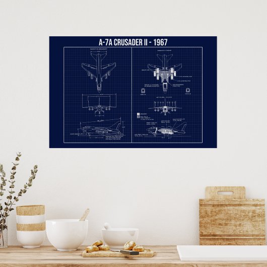 LTV A-7 Corsair II 1967 Blueprint Poster (Keuken)