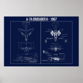 LTV A-7 Corsair II 1967 Blueprint Poster (Voorkant)