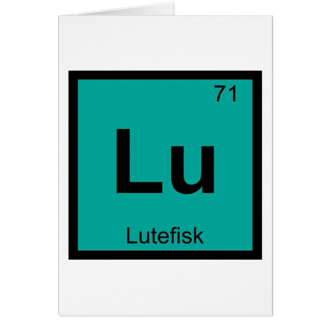 Lu - Lutefisk Scheikunde Periodiek Systeem Symbool (Voorkant)