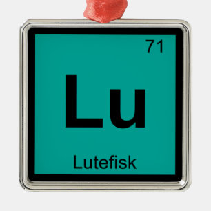Lu - Lutefisk Scheikunde Periodiek Systeem Symbool Metalen Ornament